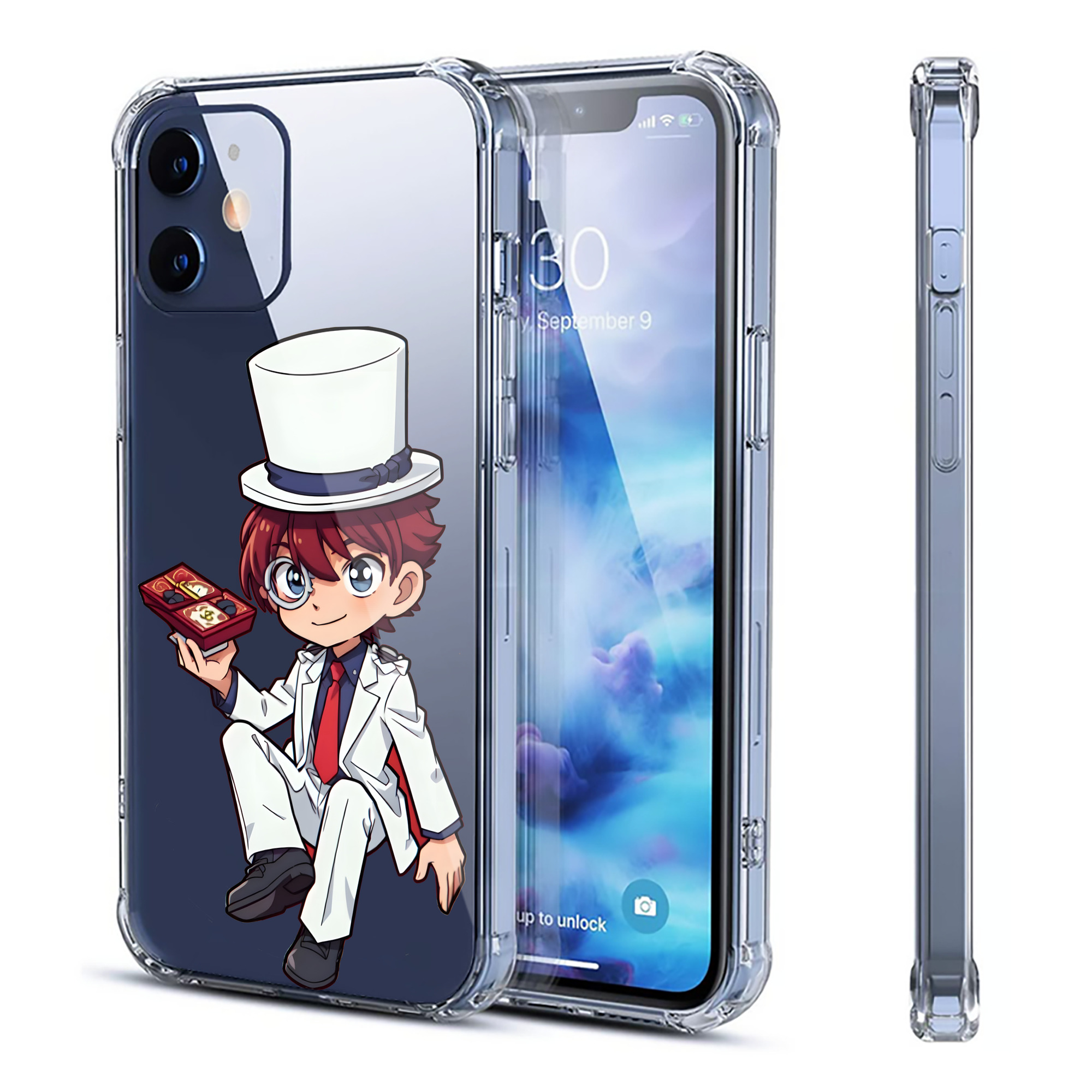 （画像用） 名探偵コナン くろば かいと Detective Conan Kuroba Kaito 【iPhone 12シリーズ対応】透明スマホケース（クリアソフトケース）